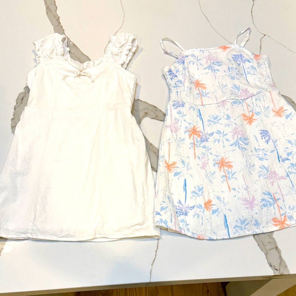 Girls Art Class White and Tropical Dresses bundle size Small 6/7